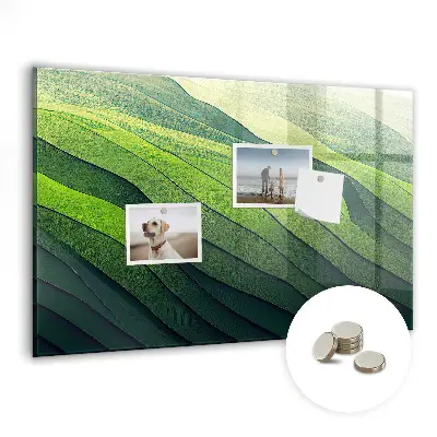 Abstract Green Fields Magnetic Glass Dry Erase Board