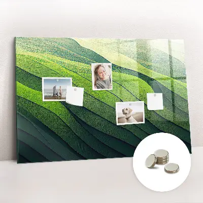 Magnetic glass dry erase board Abstract green fields