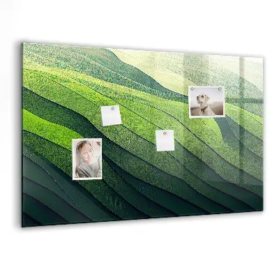 Abstract Green Fields Magnetic Glass Dry Erase Board