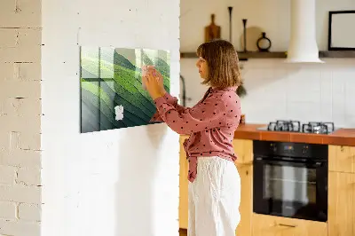 Abstract Green Fields Magnetic Glass Dry Erase Board
