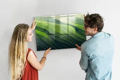 Magnetic glass dry erase board Abstract green fields