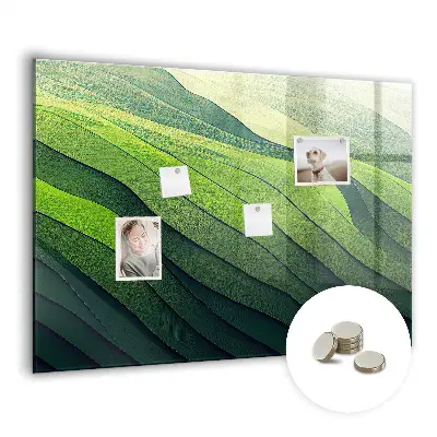 Abstract Green Fields Magnetic Glass Dry Erase Board