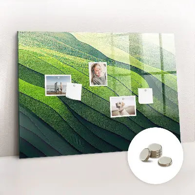 Abstract Green Fields Magnetic Glass Dry Erase Board