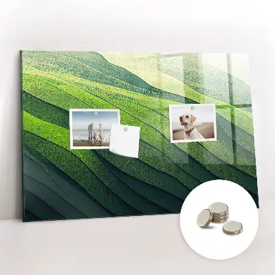 Abstract Green Fields Magnetic Glass Dry Erase Board