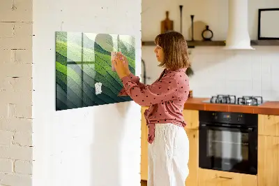 Abstract Green Fields Magnetic Glass Dry Erase Board