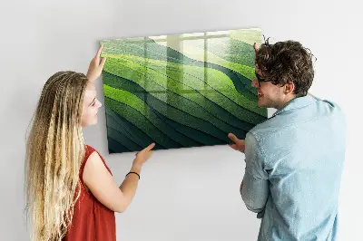 Magnetic glass dry erase board Abstract green fields