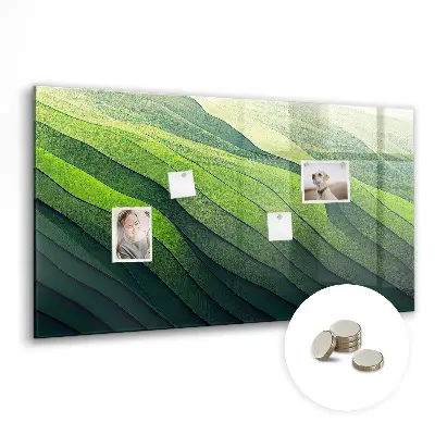 Magnetic glass dry erase board Abstract green fields