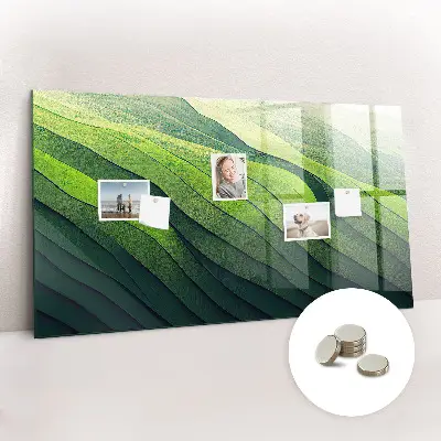 Abstract Green Fields Magnetic Glass Dry Erase Board