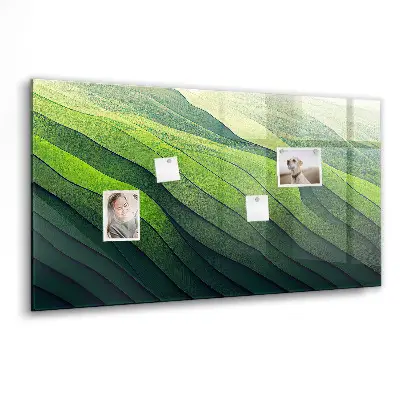 Abstract Green Fields Magnetic Glass Dry Erase Board