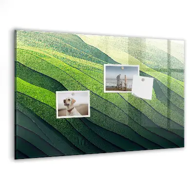 Magnetic glass dry erase board Abstract green fields