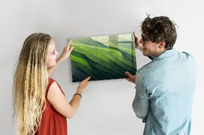 Abstract Green Fields Magnetic Glass Dry Erase Board