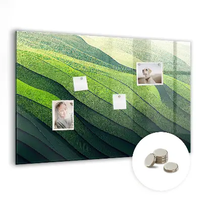 Abstract Green Fields Magnetic Glass Dry Erase Board