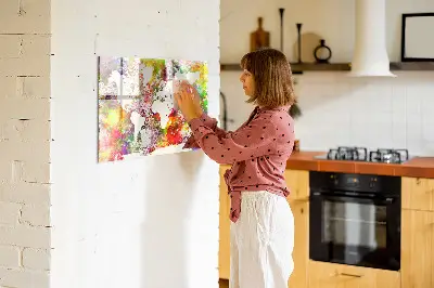Magnetic wall board with a watercolor world map