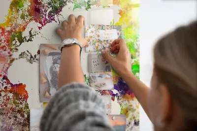 Magnetic wall board with a watercolor world map