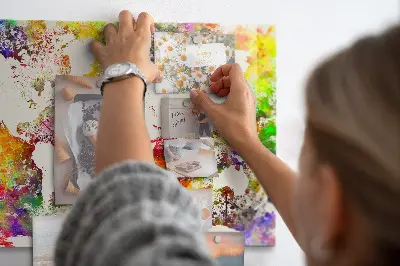 Magnetic wall board with a watercolor world map