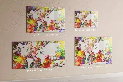 Magnetic wall board with a watercolor world map