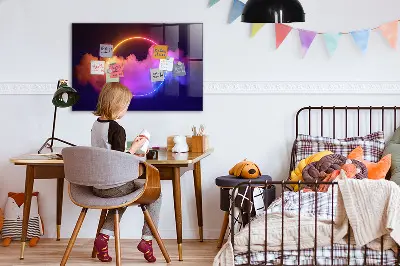 Magnetic wall board with 3D smoke abstraction design