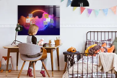 Magnetic wall board with 3D smoke abstraction design
