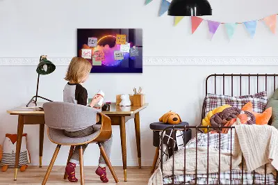 Magnetic wall board with 3D smoke abstraction design