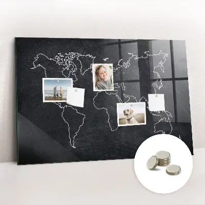 World map outline magnetic board