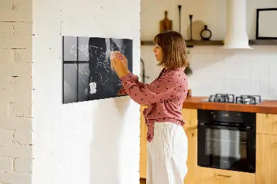 World map outline magnetic board