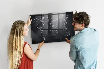 World map outline magnetic board