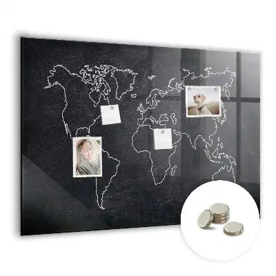 World map outline magnetic board