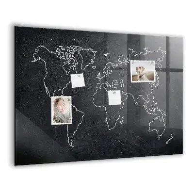 World map outline magnetic board