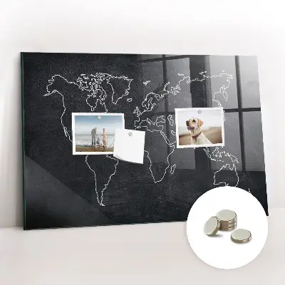 World map outline magnetic board