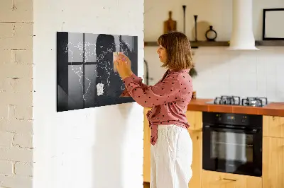 World map outline magnetic board