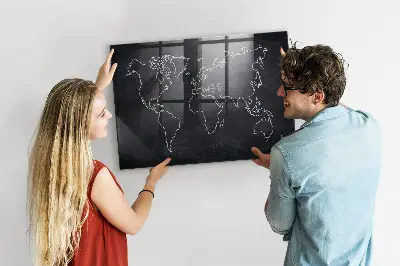 World map outline magnetic board