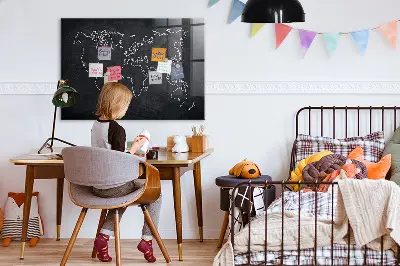 World map outline magnetic board