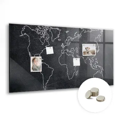 World map outline magnetic board