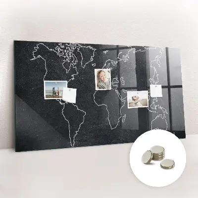 World map outline magnetic board