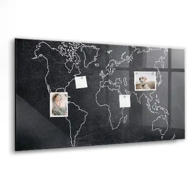 World map outline magnetic board