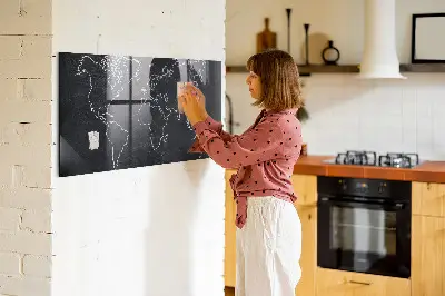 World map outline magnetic board