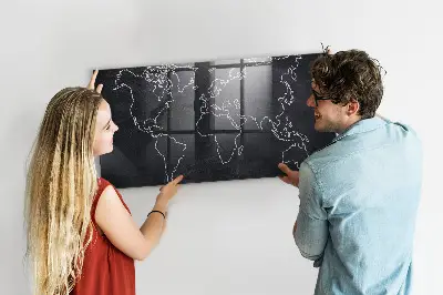 World map outline magnetic board