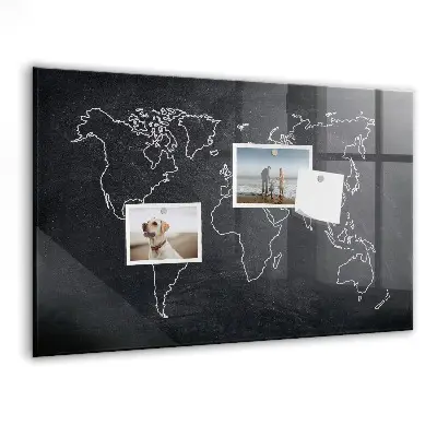 World map outline magnetic board
