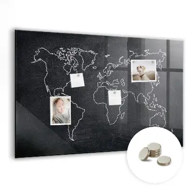 World map outline magnetic board