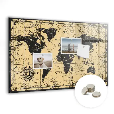 Magnetic wall board Vintage world map