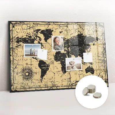 Magnetic wall board Vintage world map