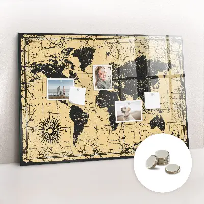 Magnetic wall board Vintage world map