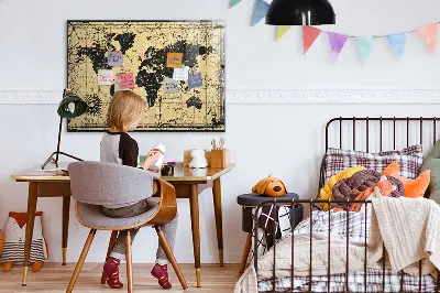 Vintage world map magnetic wall board