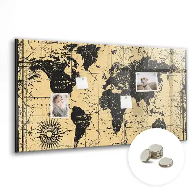 Magnetic wall board Vintage world map