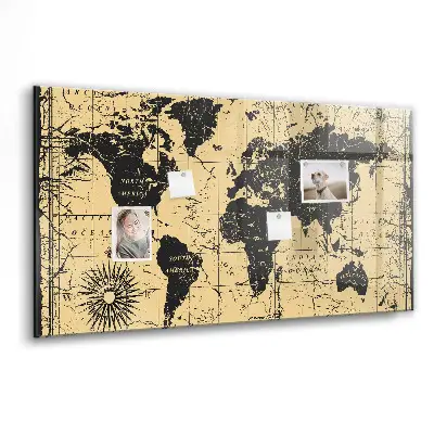 Magnetic wall board Vintage world map