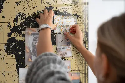 Vintage world map magnetic wall board