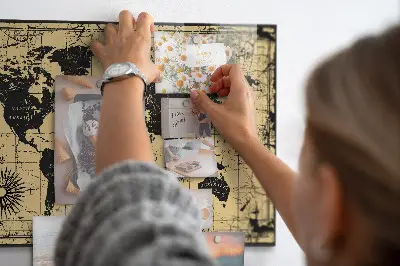 Vintage world map magnetic wall board