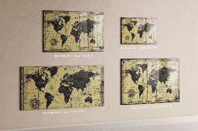 Magnetic wall board Vintage world map