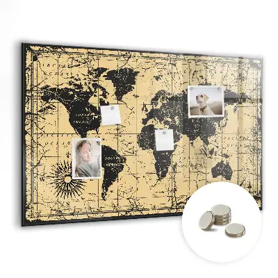 Magnetic wall board Vintage world map