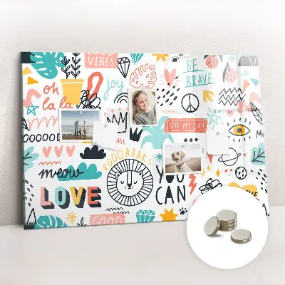 Magnetic glass dry erase board for pictures and sketches